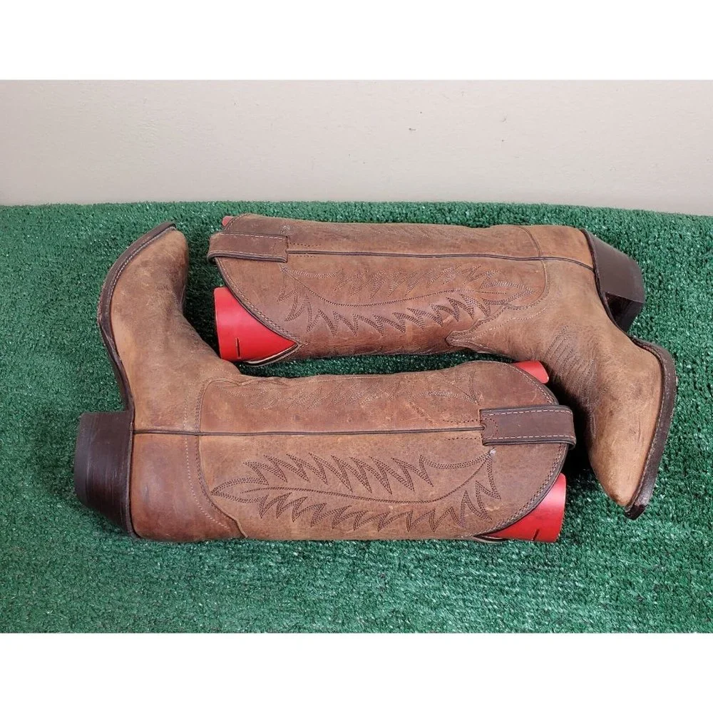 Justin Boots Cowgirl Boots Brown Leather Pull On Women Size 6.5B 4935 - Picture 4 of 11